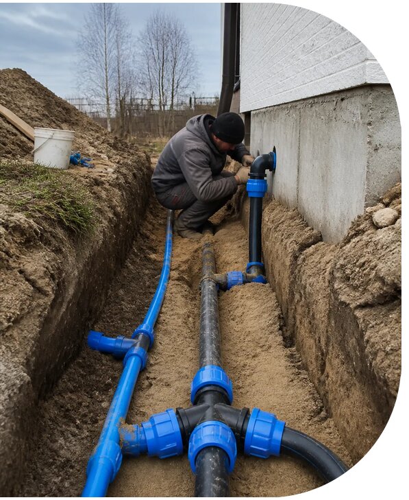Монтаж наружного водопровода на участке под ключ в Набережных Челнах
